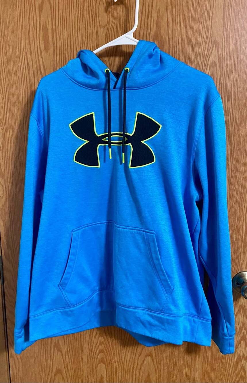 Under Armour Storm Fleece Big Logo Hooded Sweatshirt Blue Size Large